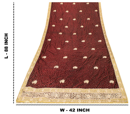 Sanskriti Vintage Maroon Pure Silk Dupatta Hand Embroidered Zardozi Neck Stole