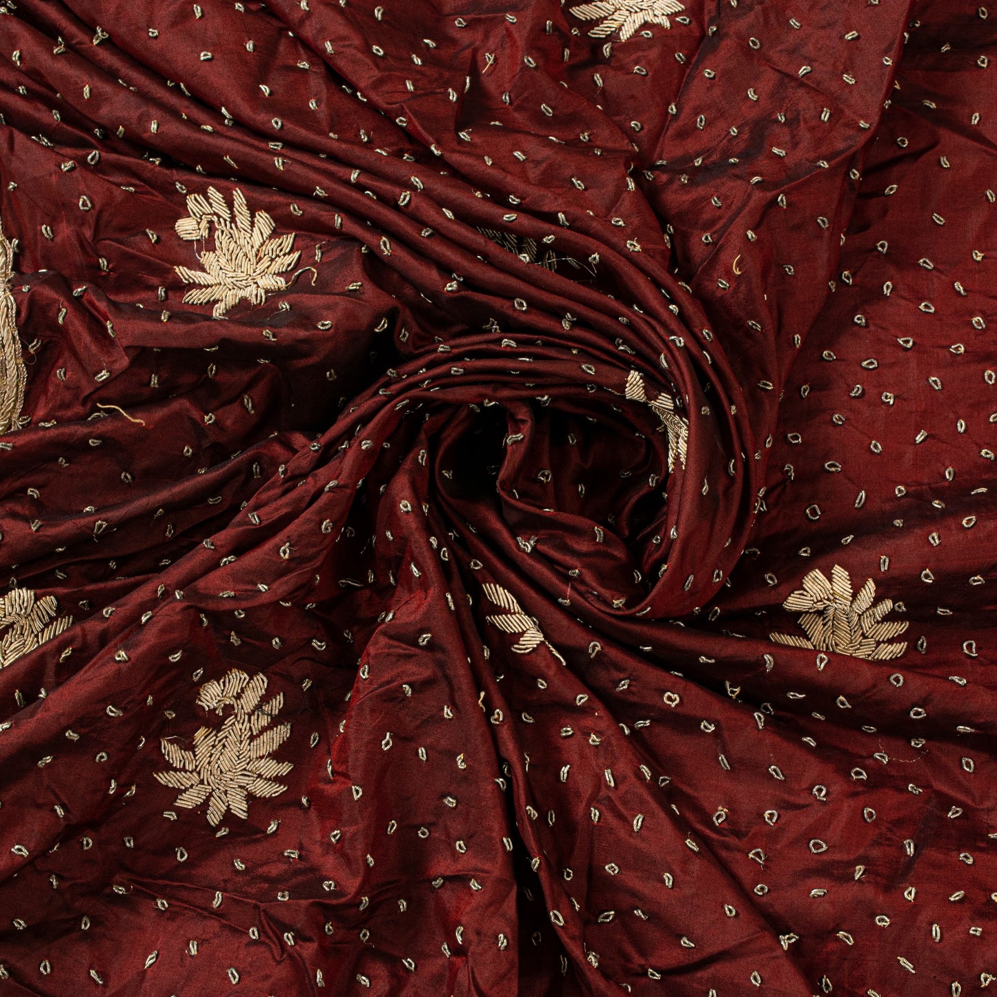 Sanskriti Vintage Maroon Pure Silk Dupatta Hand Embroidered Zardozi Neck Stole