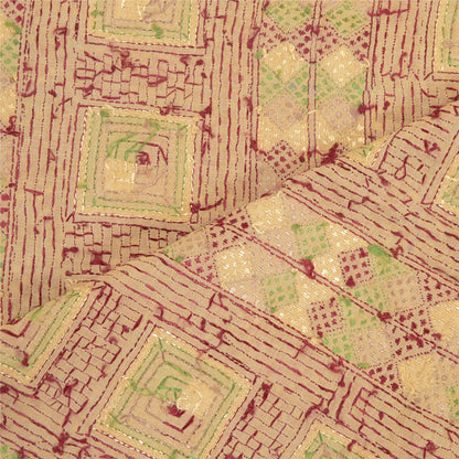 Sanskriti Vintage Cream Dupatta Pure Cotton Embroidery Bagh Phulkari OOAK Stole
