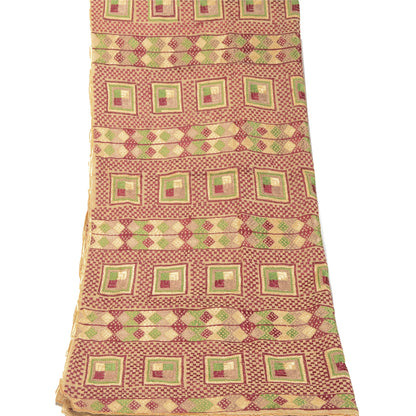 Sanskriti Vintage Cream Dupatta Pure Cotton Embroidery Bagh Phulkari OOAK Stole