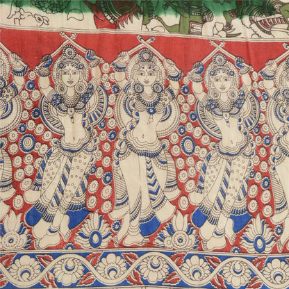 Sanskriti Vintage Green Dupatta Pure Cotton Printed Pattachitra Special Stole