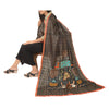 Sanskriti Vintage Black Dupatta Pure Silk Hand Beaded Patch Painted Wrap Stole