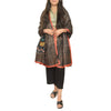 Sanskriti Vintage Black Dupatta Pure Silk Hand Beaded Patch Painted Wrap Stole