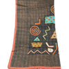 Sanskriti Vintage Black Dupatta Pure Silk Hand Beaded Patch Painted Wrap Stole