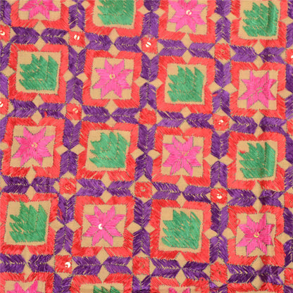 Sanskriti Vintage Green Heavy Dupatta Cotton Hand Embroidery Bagh Phulkari Panjab Stole Indian Heritage Textile Women Traditional Dress