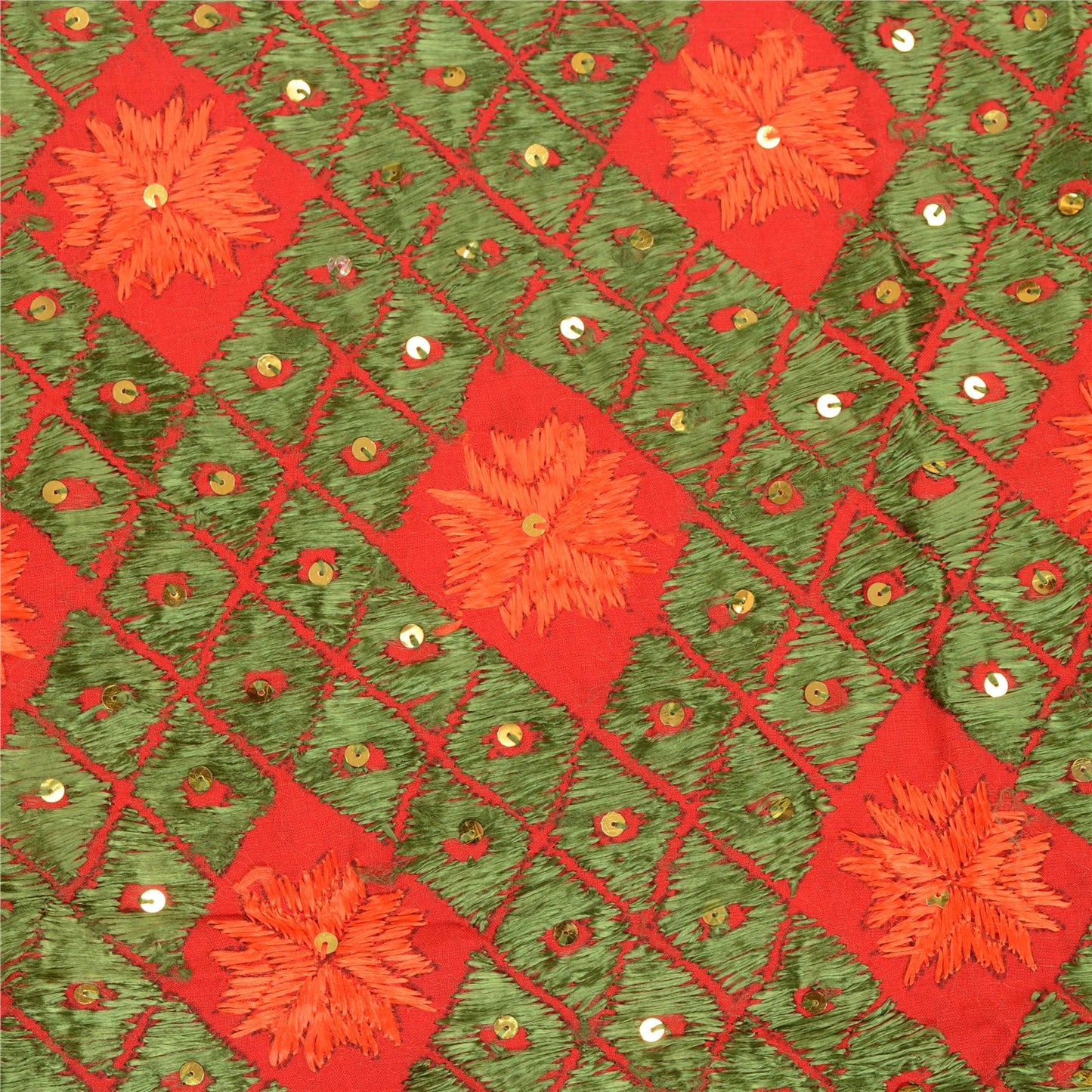 Sanskriti Vintage Red Dupatta Pure Cotton Handmade Bagh Phulkari Panjab Ooak Stole Neckscarf Long Headscarf Handmade Ethnic Women Wrap