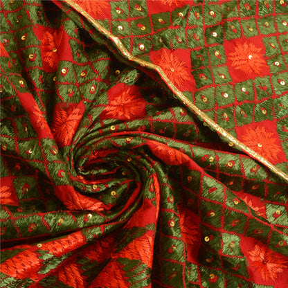 Sanskriti Vintage Red Dupatta Pure Cotton Handmade Bagh Phulkari Panjab Ooak Stole Neckscarf Long Headscarf Handmade Ethnic Women Wrap