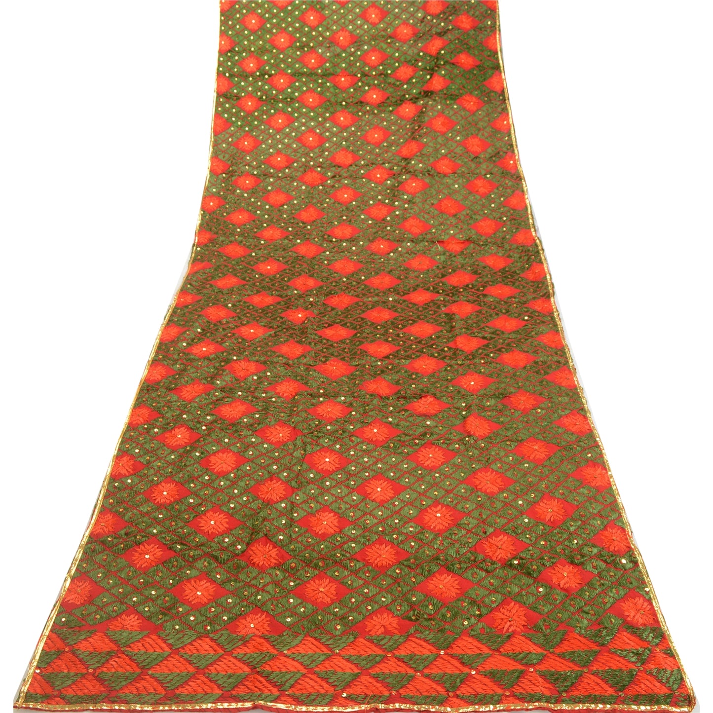 Sanskriti Vintage Red Dupatta Pure Cotton Handmade Bagh Phulkari Panjab Ooak Stole Neckscarf Long Headscarf Handmade Ethnic Women Wrap