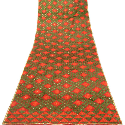 Sanskriti Vintage Red Dupatta Pure Cotton Handmade Bagh Phulkari Panjab Ooak Stole Neckscarf Long Headscarf Handmade Ethnic Women Wrap