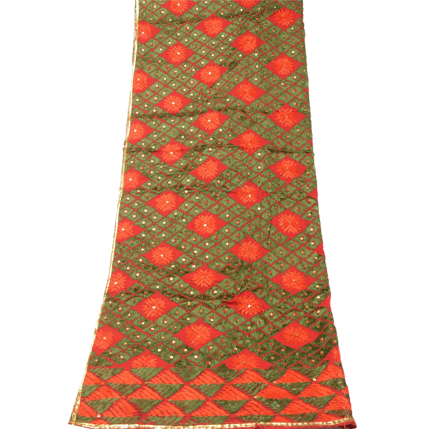 Sanskriti Vintage Red Dupatta Pure Cotton Handmade Bagh Phulkari Panjab Ooak Stole Neckscarf Long Headscarf Handmade Ethnic Women Wrap