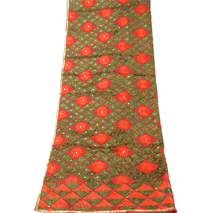Sanskriti Vintage Red Dupatta Pure Cotton Handmade Bagh Phulkari Panjab Ooak Stole Neckscarf Long Headscarf Handmade Ethnic Women Wrap