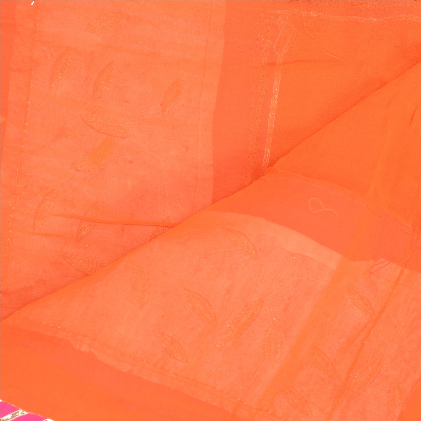 Sanskriti Vintage Orange Pure Georgette Silk Dupatta Hand Made Gota Patti Stone Create Dresses, Kaftan, Skirt, Tops, Projects, Home Decor,