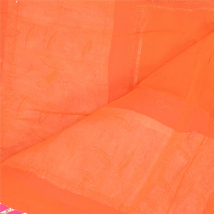 Sanskriti Vintage Orange Pure Georgette Silk Dupatta Hand Made Gota Patti Stone Create Dresses, Kaftan, Skirt, Tops, Projects, Home Decor,