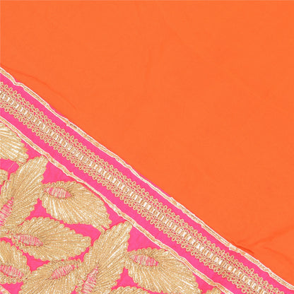 Sanskriti Vintage Orange Pure Georgette Silk Dupatta Hand Made Gota Patti Stone Create Dresses, Kaftan, Skirt, Tops, Projects, Home Decor,