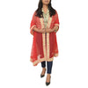 Sanskriti Vintage Red Dupatta Pure Chiffon Silk Hand Beaded Zardozi Stole