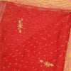 Sanskriti Vintage Red Dupatta Pure Chiffon Silk Hand Beaded Zardozi Stole