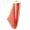 Sanskriti Vintage Red Dupatta Pure Chiffon Silk Hand Beaded Zardozi Stole