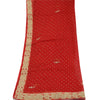 Sanskriti Vintage Red Dupatta Pure Chiffon Silk Hand Beaded Zardozi Stole