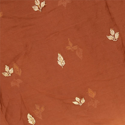Sanskriti Vintage Dupatta Pure Chiffon Silk Hand Embroidered Zari Zardozi Cream & Orange Stole Indian Craft Supplies Fabric