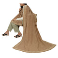Sanskriti Vintage Brown Dupatta Pure Crepe Silk Hand Embroidered Zardozi Stole
