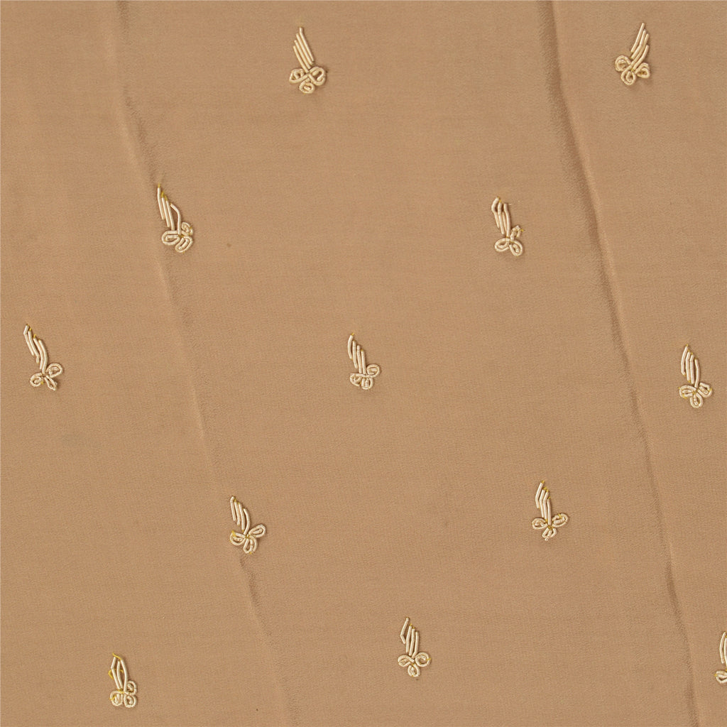 Sanskriti Vintage Brown Dupatta Pure Crepe Silk Hand Embroidered Zardozi Stole