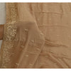 Sanskriti Vintage Brown Dupatta Pure Crepe Silk Hand Embroidered Zardozi Stole