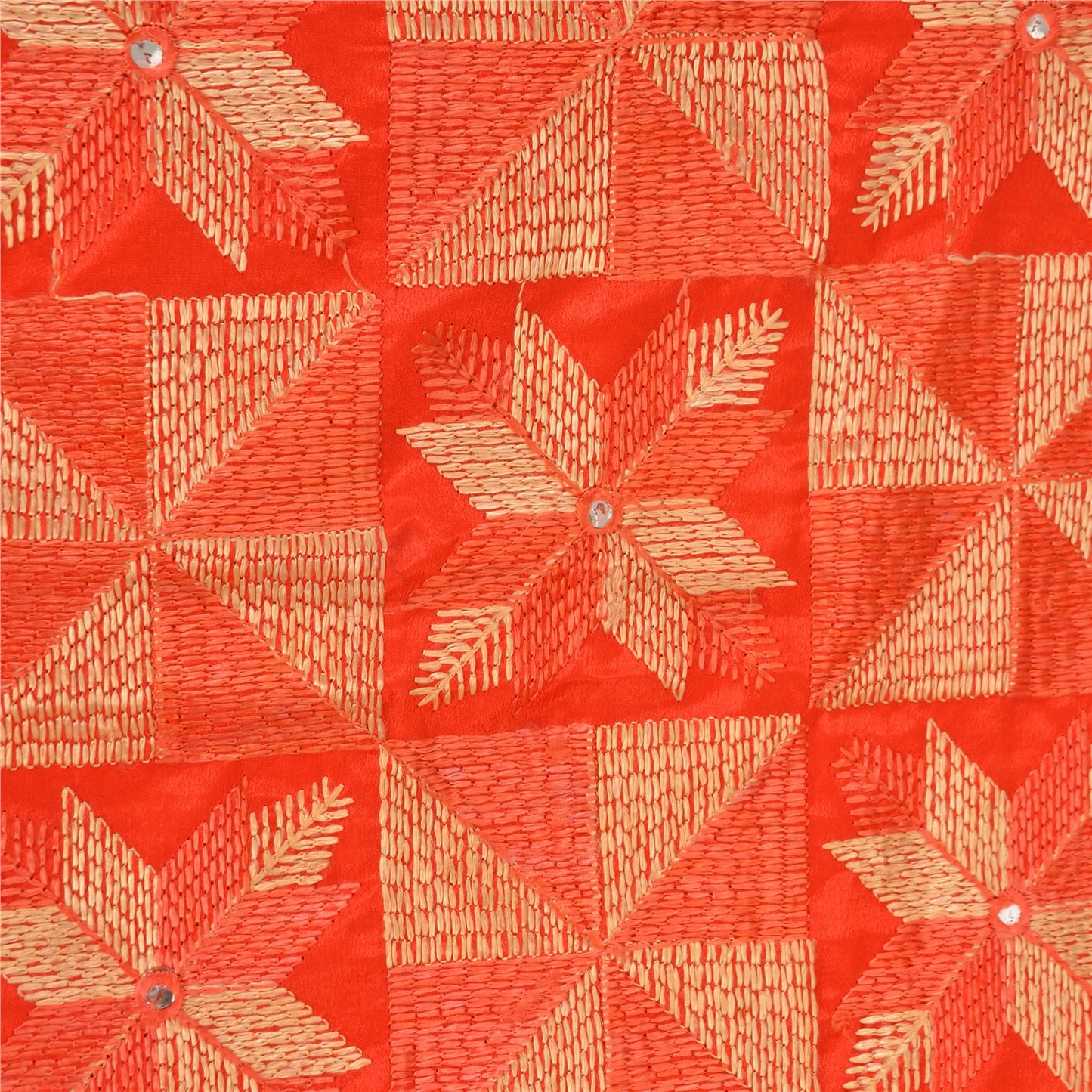 Sanskriti Vintage Dupatta Hand Embroidered Art Silk Bagh Phulkari Stole Red Veil