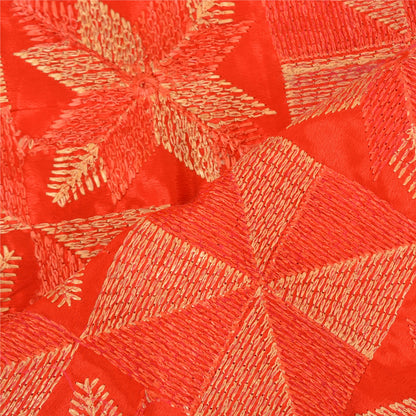 Sanskriti Vintage Dupatta Hand Embroidered Art Silk Bagh Phulkari Stole Red Veil