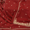 Sanskriti Vintage Dark Red Dupatta 100% Pure Silk Hand Beaded Zardozi Stole