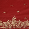 Sanskriti Vintage Dark Red Dupatta 100% Pure Silk Hand Beaded Zardozi Stole