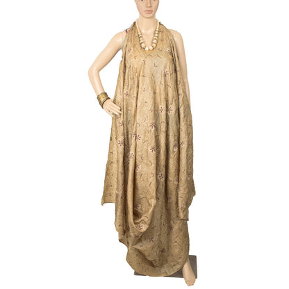 Sanskriti Indian Vintage Cream Bollywood Dupatta Pure Silk Hand Beade Stole Veil