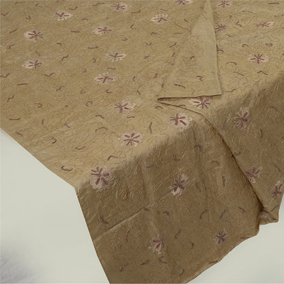 Sanskriti Indian Vintage Cream Bollywood Dupatta Pure Silk Hand Beade Stole Veil