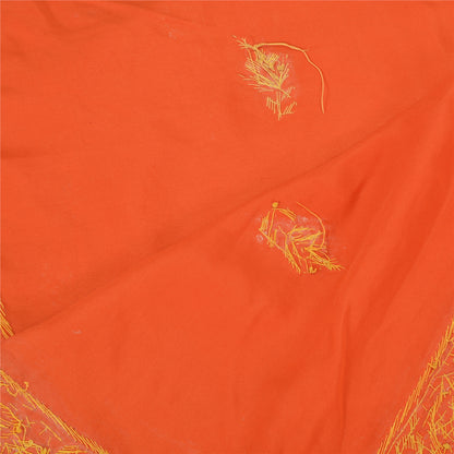 Sanskriti Vintage Indian Dupatta Pure Satin Zardozi Orange Hand Embroidery Stole