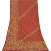 Sanskriti Vintage Indian Dupatta 100% Pure Georgette Silk Red Hand Beaded Stole
