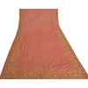 Sanskriti Vintage Indian Dupatta 100% Pure Georgette Silk Red Hand Beaded Stole