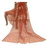 Sanskriti Vintage Dark Red Dupatta Net Mesh Hand Beaded Zardozi Party Stole