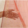 Sanskriti Vintage Dark Red Dupatta Net Mesh Hand Beaded Zardozi Party Stole