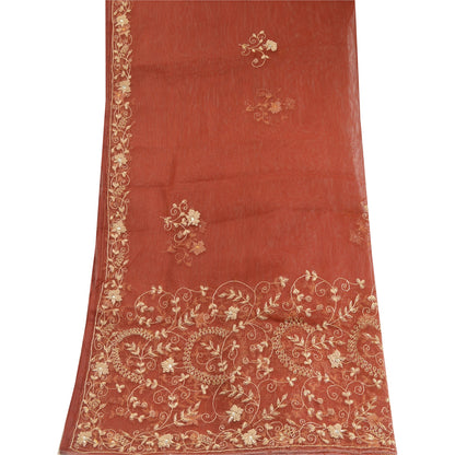 Sanskriti Vintage Dark Red Dupatta Net Mesh Hand Beaded Zardozi Party Stole