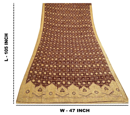 Sanskriti Vintage Red Dupatta Pure Cotton Hand Beaded Bandhani Zari Gujrat Stole