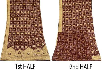 Sanskriti Vintage Red Dupatta Pure Cotton Hand Beaded Bandhani Zari Gujrat Stole