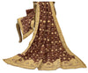 Sanskriti Vintage Red Dupatta Pure Cotton Hand Beaded Bandhani Zari Gujrat Stole