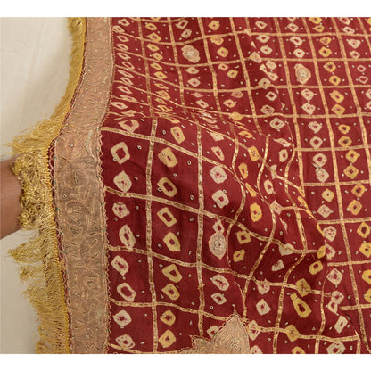 Sanskriti Vintage Dupatta Pure Cotton Handmade Bandhani Gharchola Woven Stole