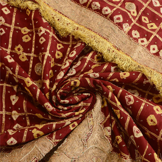 Sanskriti Vintage Dupatta Pure Cotton Handmade Bandhani Gharchola Woven Stole