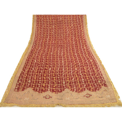 Sanskriti Vintage Dupatta Pure Cotton Handmade Bandhani Gharchola Woven Stole