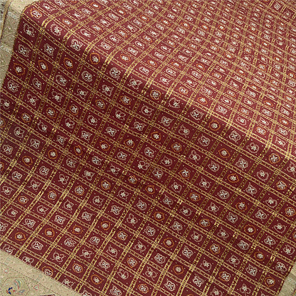 Sanskriti Vintage Dupatta Pure Cotton Handmade Bandhani Gharchola Woven Stole