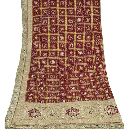 Sanskriti Vintage Dupatta Pure Cotton Handmade Bandhani Gharchola Woven Stole