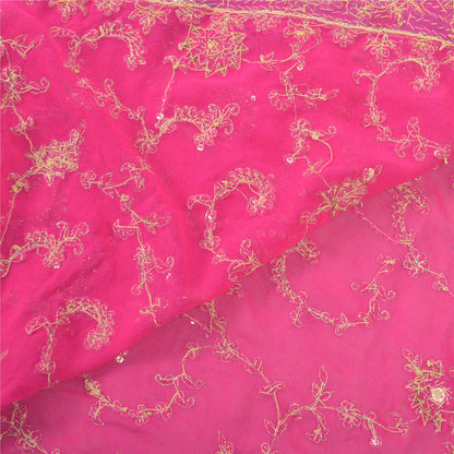 Sanskriti Vintage Party Dupatta Pure Georgette Pink Zardozi Hand Beaded Stole