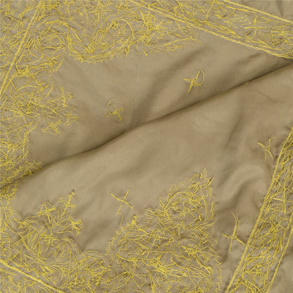 Sanskriti Vintage Grey Dupatta 100% Pure Satin Silk Grey Hand Beaded Party Stole