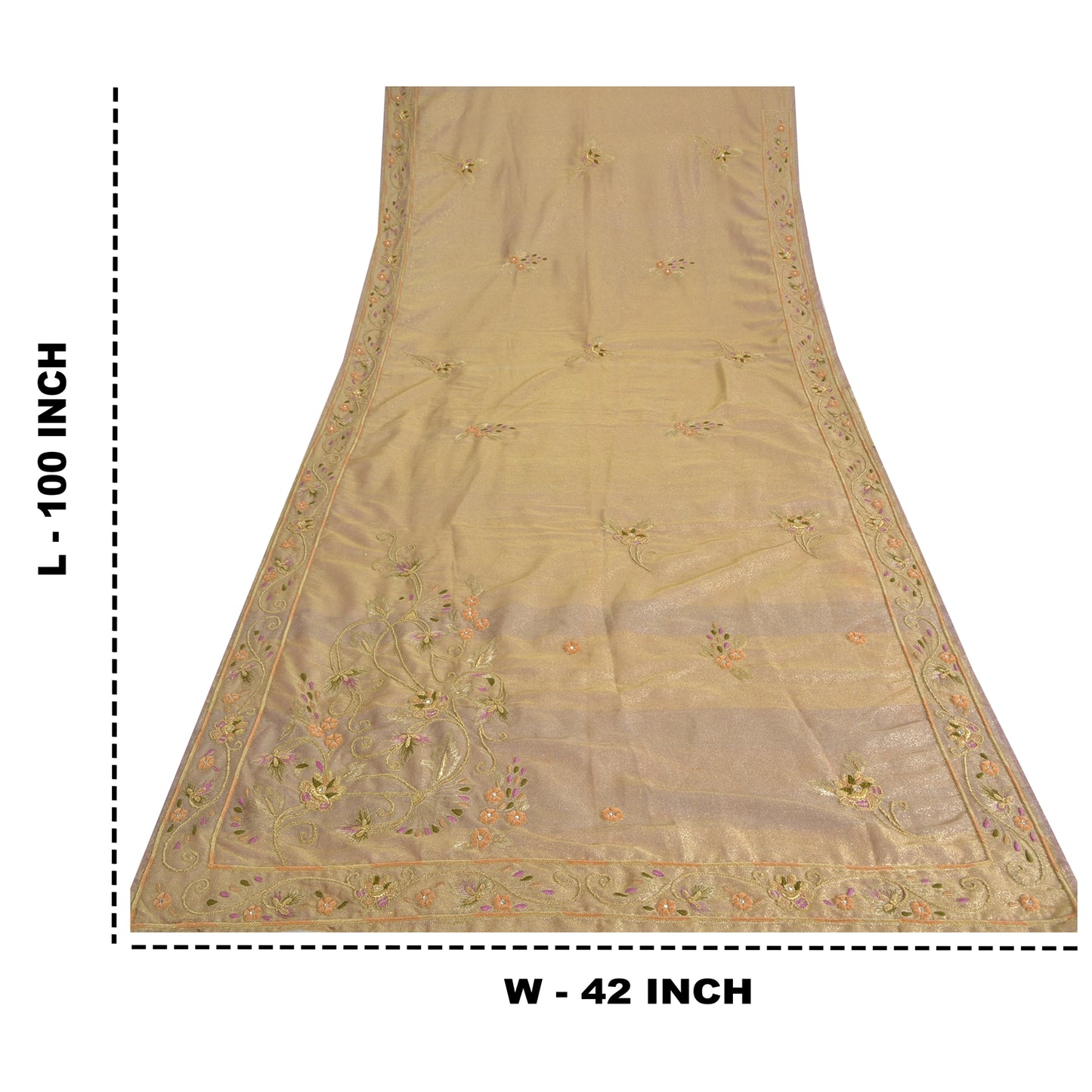 Sanskriti Vintage Golden Purple Dupatta Art Silk Hand Beaded Zardozi Work Stole
