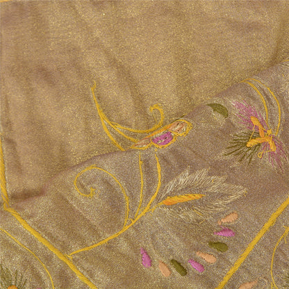 Sanskriti Vintage Golden Purple Dupatta Art Silk Hand Beaded Zardozi Work Stole
